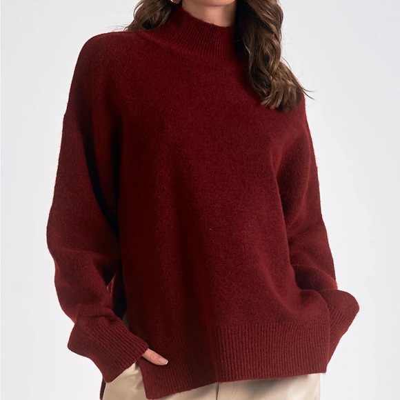 Abercrombie & Fitch Sweaters - Abercrombie Dark Red Legging Friendly Mock Neck Oversized Sweater Size Medium